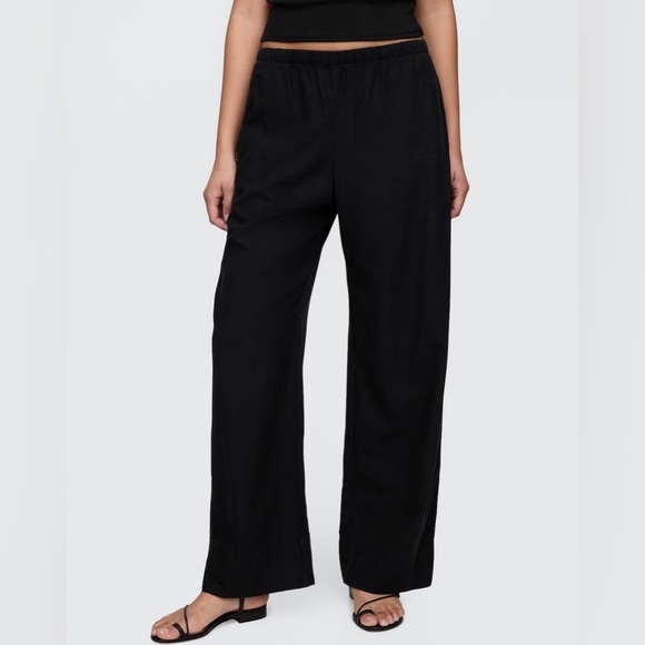 NWT! GAP Black Linen-Blend Easy Wide-Hem Pants - Multiple Sizes 🔹 - Picture 2 of 10